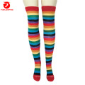 Wholesale colorful Socks Striped Women Socks Thigh High Rainbow Socks